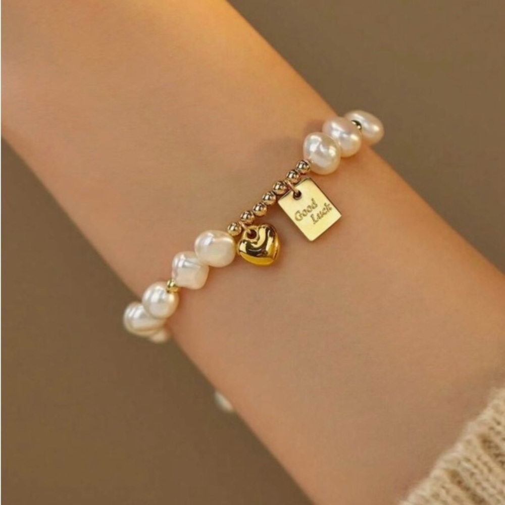 Gold and White Pearl Bracelet